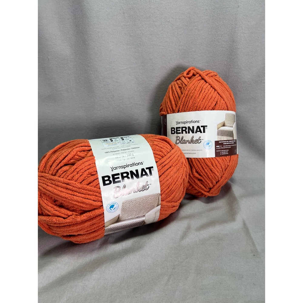 Bernat Blanket Yarn Pumpkin Spice Super Bulky Chenille Autumn 10.5oz 2 Pack